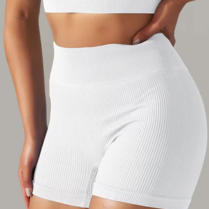 High Elastic-Closure 2-Piece Yoga <b>Set</b> <b>Square</b> Neck Racerback Ribbed Seamless Eco-Friendly Spandex Crop Top Sleeveless Shorts 220g - Product Image 6