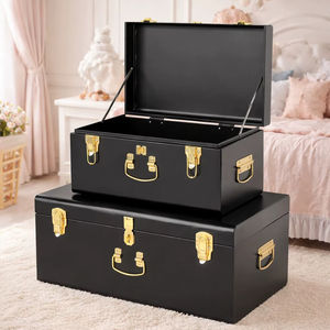 Coffre de rangement de luxe noir en métal, boîte de rangement pour salon, coffre de rangement pour chambre de bébé, boîte de rangement pour jouets, luxe - Product Image 1