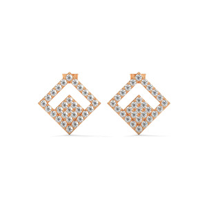 Rose Gold Moissanite <b>Stud</b> Earrings 925 Sterling <b>Silver</b> Rhodium Plated Diamond Studded Square Ear Jewelry for Party - Product Image 1