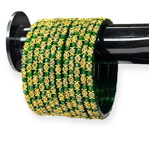 Bracelets en verre perlé vert royal les plus vendus avec perles d'imitation plaquées or, ensemble tendance pour mariage et occasions festives - Product Image 2