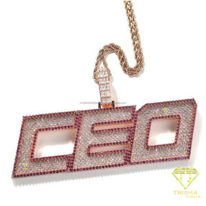 Collar con Colgante LIL TROY de Diamante Cultivado en Laboratorio de Primera Calidad con Letra Brillante y Elegante, Amuleto de Bolsa de Dinero y Cadena de Eslabones Cubanos - Product Image 5