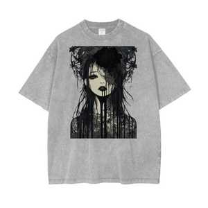 T-shirt Oversize Premium Femme Imprimé Délavé à l'Acide Style Vintage Streetwear Coton Graphique Personnalisable Logo OEM ODM Vente en Gros - Product Image 3