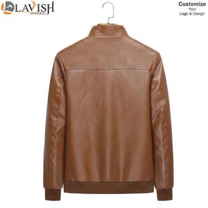 Veste de moto d'hiver à manches longues en similicuir PU pour hommes, décontractée, élégante, à col montant et fermeture éclair, couleur unie, service OEM disponible - Product Image 2
