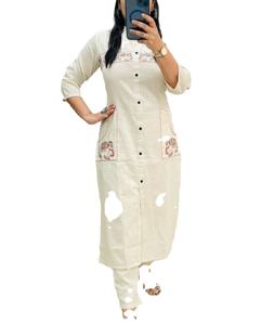 Colección de Diseñador SUMMER DHAMAKA, Salwar Kameez Tradicional con Bordado, Detalles de Trabajo Artesanal, Secado Rápido, Bolsillos Laterales para Oficina - Product Image 1