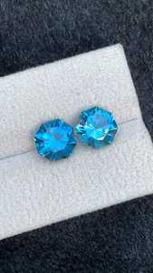 Pierre précieuse naturelle Topaze bleue, paire de pierres rondes modifiées, pierres brutes du Brésil pour la fabrication de bijoux fins, pierres assorties - Product Image 2