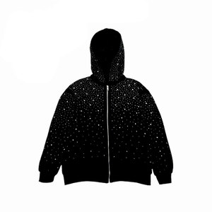 Sweat-shirt à capuche pour homme avec strass, tendance, scintillant, décontracté, pour les soirées, respirant, léger, confortable, streetwear quotidien - Product Image 1