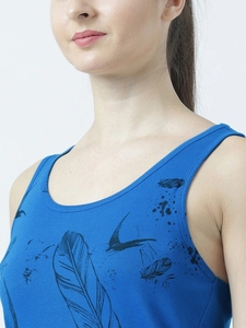 Débardeur tricoté bleu pour femme, col rond, sans manches, décontracté, respirant, couleur unie, imprimé devant, tenue de sport - Product Image 5