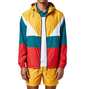 Conjunto Deportivo para Hombre con Bloques de Color, Chaqueta con Cremallera de Manga Larga, Pantalones Cortos Ligeros de Poliéster para Verano - Product Image 2