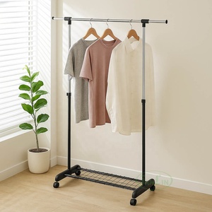 ราวแขวนผ้าทำจากเหล็กโครเมี่ยมแบบคลาสสิกราวแขวนเสื้อผ้าราวแขวนผ้าชั้นวางลวดด้านล่างสำหรับซักผ้าในครัวเรือนหอพักเครื่องมือประหยัดพื้นที่ - Product Image 2