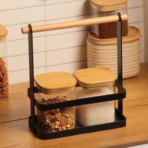 Modern Minimalist Glass Food <b>Container</b> With Wooden Lid Rectangular 1-3L Capacity Airtight <b>Storage</b> For <b>Kitchen</b> Use - Product Image 5