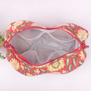 Pochette de maquillage réutilisable à imprimé floral de style bohème, écologique, pour voyage multifonction, avec fermeture éclair, organiseur de cosmétiques durable - Product Image 5