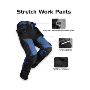 Custom Men's Safety <b>Work</b> <b>Pants</b> CE Certified Breathable Polyester Flame Resistant High Visibility Holster Pockets <b>Black</b> Neon - Product Image 3