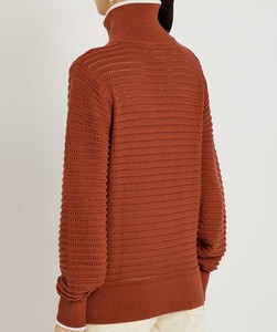 OEM Women's Zipper Knitted <b>Sweater</b> - Private Label Winter Pullover Top - High Quality Soft Female Fashion Knitwear Breathable - Product Image 4
