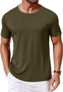 T-shirt classique basique à manches courtes et col rond pour homme, 100 % coton, avec motif lettre brodé, coupe ample, anti-boulochage, idéal pour l'été - Product Image 1