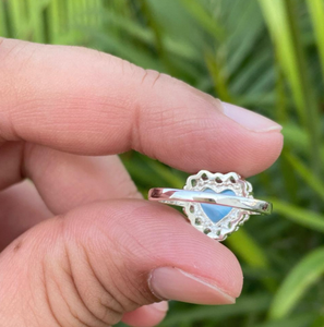 Heart Moonstone <b>Ring</b> Sterling Silver Blue Topaz Halo Gemstone Romantic Jewelry Women Gift Statement Design - Product Image 6