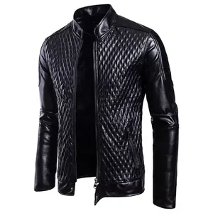 Top Selling <b>Men's</b> Casual Stylish Autumn Leather <b>Jacket</b> Stand Collar Breathable Zipper Closure Washed Finish Custom Colors Front - Product Image 3