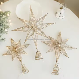 Artículos navideños estrella de hierro adornos para árboles de Navidad hechos a mano para decoración navideña - Product Image 4