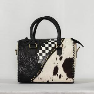 <b>Black</b> 100% Genuine Leather <b>Mini</b> Speedy Duffle Weekender Travel <b>Bag</b> High Quality Sport Style Floral Carved Vintage - Product Image 1