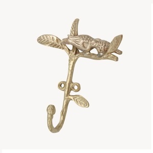 Porte-manteau décoratif vintage en métal avec motif d'oiseau sur branche, pour entrée ou salle de bain, avec support de fixation - Product Image 1