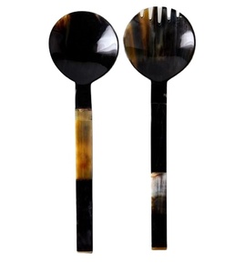 Herramientas de ensalada de cuerno de búfalo de primera calidad, vajilla auténtica hecha a mano con mango cónico pulido brillante para servir - Product Image 1