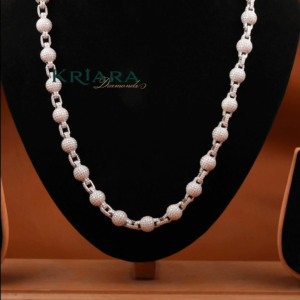 Collar de Cadena de Bolas de Moissanita, Plata S925 con Baño de Rodio, Joyería de Lujo Unisex con Micropavé, Cadena Estilo Palomitas - Product Image 2