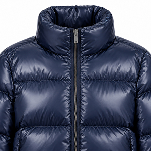 Women's Navy Cropped Puffer Jacket Shiny Winter Warm High Collar Short <b>Bubble</b> <b>Coat</b> Custom Logo Wholesale Streetwear Outerwear - Product Image 5