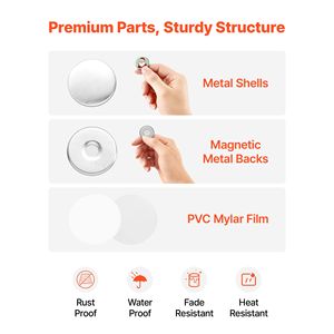 Fournitures pour la fabrication de badges : 50 ensembles de pièces pour badges aimantés de 25 mm avec dos magnétique, coques métalliques et Mylar transparent - Product Image 5
