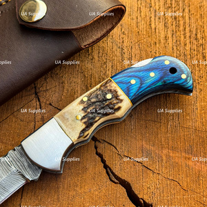Damascus Steel Professional Folding <b>Knife</b> Wood Drop Point Straight Edge 6.5 Inches Multi-functional Hunting EDC Customizable OEM - Product Image 6