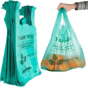 100% <b>Compostable</b> T-Shirt <b>Bag</b> with Green Print for Business & Shopping Use - Product Image 6