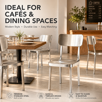 Chaise de salle à manger en acier inoxydable brossé avec assise profilée pour café et restaurant modernes