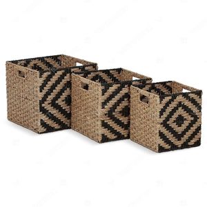 Boîte de rangement SHELF CUBE en jonc de mer et jacinthe, pour l'organisation domestique, avec poignées découpées, option pliable - Product Image 4