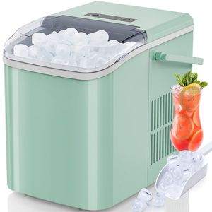 Machine à glaçons de comptoir autonettoyante portable avec pelle à glace, glaçons carrés, 9 glaçons/6 min, 26,5 lb/24 h, réservoir d'eau de 5 L - Product Image 1