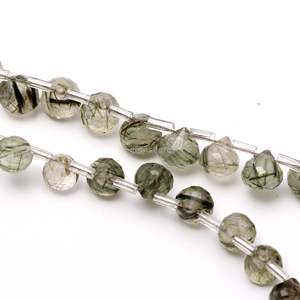 Perles d'oignon facettées en rutile noir naturel 7-9MM, perles en forme de goutte facettées en rutile noir pour la fabrication de bijoux, rutile noir en gros 8 pouces - Product Image 1