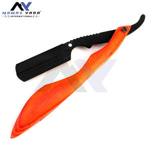 Rasoirs droits de barbier avec manche en acier, rasoir professionnel classique pour le rasage, outil de toilettage de la barbe manuel, manche en bois pour usage domestique - Product Image 2