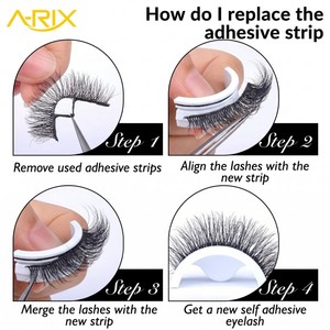 A-RIX Self-Adhesive Full Strip <b>Eyelashes</b> Reusable Handmade Synthetic Hair Black Cotton Band 5 Pairs tray Package - Product Image 6