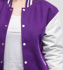 Chaqueta Varsity Personalizada de Cuero para Mujer, Chaqueta Bomber Premium con Letras Bordadas, Chaqueta de Béisbol Informal para Mujer - Product Image 5