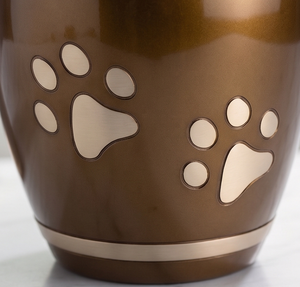 Urnes funéraires modernes en aluminium, faites à la main, en gros, classiques, uniques, élégantes, imprimées de pattes de chien, stylées, fantaisie, vintage, avec logo personnalisé - Product Image 6