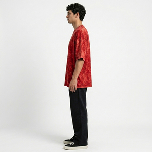 Camiseta de Hombre con Lavado Ácido, Algodón Pesado, Estilo Vintage, Oversize, Moda Urbana, Relajada, Casual, Uso Diario, Fabricante Mayorista - Product Image 2