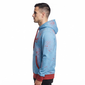 เสื้อฮู้ดผ้าฟลีซสีน้ำเงินพิมพ์ลายสีแดงทรงหลวมสำหรับผู้ชาย ยี่ห้อ Saar Industries รุ่น Solid ODM ป้องกันขนร่วง เหมาะสำหรับฤดูหนาว - Product Image 5