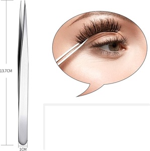 Ensemble de pinces professionnelles pour extensions de cils, 3 pièces, en acier inoxydable argenté, pinces droites et courbées, pointes pointues pour cils - Product Image 5