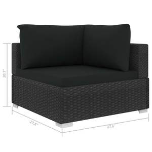 Sedia angolare sezionale in Rattan nero con cuscini mobili da giardino - Product Image 5