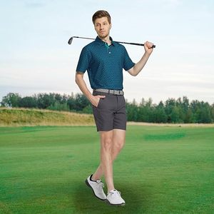 Men's Blue Dot <b>Pattern</b> Polo Shirt Short Sleeve Breathable <b>Knitted</b> Casual Golf Clothing - Product Image 5