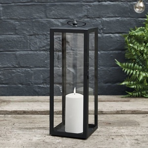 Vente en gros de lanternes porte-bougies en métal noir, style élégant, pour la décoration des sols à la maison et en extérieur - Product Image 3