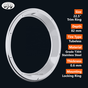 Anneau de garniture de roue en acier inoxydable de 22.5 "de 82mm de profondeur pour camions et autobus américains - Product Image 2