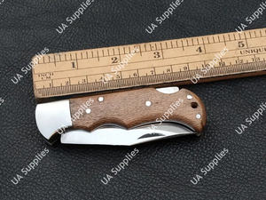 Couteau pliant artisanal en acier inoxydable pour la chasse, le camping et les activités de plein air, lame à pointe clip, épaisseur 2,5 mm, manche en bois de Chinar, 58 HRC, OEM - Product Image 3