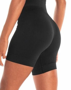 Premium Quality Women's High Waist Solid Knitted Sport Shorts Breathable Elastic Waist Regular Fit <b>Black</b> Low Price 160 g - Product Image 4