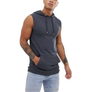 Vente en gros Débardeurs de gym à capuche à séchage rapide pour hommes avec logo personnalisé sans manches à capuche Slim Fit Vest Jacket Muscle Fit Vêtements d'entraînement - Product Image 4