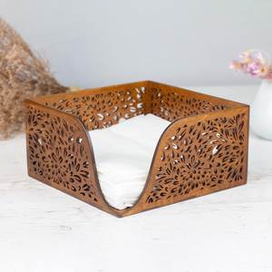 Modern Wooden <b>Tissue</b> Box Stand with Sun and Wave Design Eco-Friendly Handmade Durable Free-Standing for Bathroom or Kitchen Use - Product Image 5