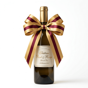 Cinta de Satén Dorada Borgoña con Rayas Centrales de 25 mm al por Mayor para Invitaciones de Boda, Lazos Florales y Embalaje Decorativo - Product Image 3