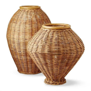 Handwoven Rattan <b>Vase</b> <b>Set</b> Decorative Wicker Flower <b>Vase</b> Natural Fiber Home Decor Rustic Boho Tabletop Display <b>Vase</b> - Product Image 1